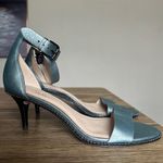 Coach New Maude heels size 7.5 kitten heels Blue gray minimalist gun metal Photo 7