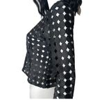Alexis  See Through Crop Top‎ Women Size L Black Long Sleeve Laser Cut Out Photo 7
