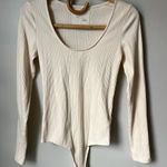 Aerie  Cream Ribbed Bodysuit Women's Medium Photo 0