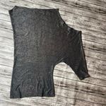 Loila Asymmetrical Sexy Glittery Blouse Top Shirt Gunmetal Gray S SM Small Light Silver Photo 4