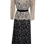 Tadashi Shoji Formal Long Gown Dress Womens 14 Black Cream Lace Belt Photo 0