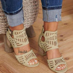 Top Moda  Brown Cutout stacked tan gladiator heels size 9 Photo 0