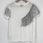 Topshop  White Short Sleeved T-Shirt with Asymmetrical Black Lace Detail Size 6 Photo 6