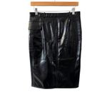 Versace  Vinyl Midi Skirt Medusa Head Gold Buttons Black IT 40 US 4‎ Photo 4