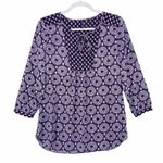 NYDJ  Printed Chiffon Tie Neck 3/4‎ Sleeve Tunic Photo 0