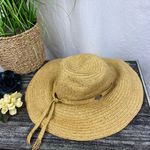 Cappelli Tan & Gold Woven Summer Wide Brim Straw Hat OS Photo 0