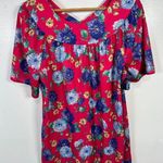 Vintage Plus Size Womens Top MuuMuu Shirt Peasant Hawaiian Pink Floral Boho Photo 1