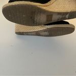 Toms Women's Black Twill Classic Wedge Sandals Cork Heel Peep Toe Shoes Size 8 Photo 6