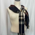 Classic Plaid Scarf with fringe for women Black Photo 0