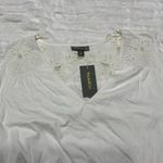 Style & Co . Cream Short Sleeve Embroidered V-Neck Top - Xlarge Photo 2