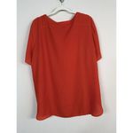 Banana Republic Women’s Lightweight Orange Red Crepe Ruffle Top Size XL Crewneck Photo 6
