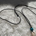 Cowrie Shell Flower Necklace Beachy Cord Pendant Boho Summer Jewelry Tan Photo 3