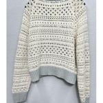 Vintage Havana Crochet Sweater Large Cropped Gray Beige Lace Up Boho Beach Photo 2