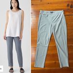 Eileen Fisher Slim Ankle Pull On Pants Washable Stretch Crepe in Steel -Sz S Photo 1