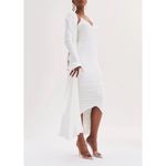 SER.O.YA. Ballor Ruched Midi Dress in White Size Gently Used Bridal Photo 2