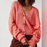 Free People  found my friend oversized boxy cardigan sweater woman's Sz SP Salmon Photo 0