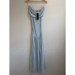 LIONESS  Field Of Dreams Light Soft Blue Stretch Off Shoulder Glam Maxi Dress XS Photo 3