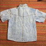 80s VINTAGE PRETTY BLEU RHINESTONE DENIM BUTTON UP BLOUSE Blue Size M Photo 5