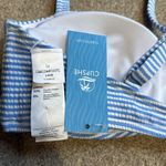 Cupshe  Blue Stripe Vibing Seersucker Bikini Top Size M Photo 4