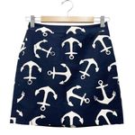 J.Crew Postage Stamp Mini Skirt Dizzy Anchors Navy Blue White Nautical Size 00 Photo 0