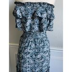 Fresha London Strapless Tiered Ruffle Maxi Leaf Palm Print Dress XS Green Photo 8