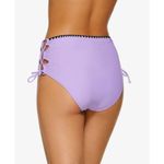 Hula Honey High-Waist Purple Bikini Swim Bottoms Side Ties Lace Up Purple XS Photo 1