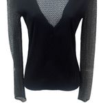 Maje  Lysea Mixed Media Long Sleeve Top Gothic Fairygoth Rocker Party Size 1 (S) Photo 2