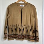 Alfred Dunner Vintage Giraffe One button Cardigan Top Petite Medium Safari Photo 0