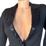 No Boundaries NEW  Black Sequin Lapel Holiday Party Knit Blazer w/ Stretch S 3-5 Photo 1