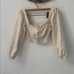 Urban Outfitters  Love Struck White Cream Pink Crop Hook Blouse XS Photo 1