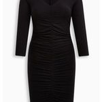 Torrid  Black Long Sleeve Jersey Ruched Body Con Mini Dress Sz.3 NWT Photo 4