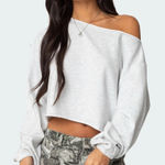 Edikted  Aveline Off Shoulder Light Sweatshirt Grey Small NWT IN PACKAGE Photo 0