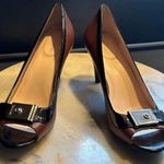 Calvin Klein  Business Formal Brown & Black Shoe Metal Buckle Peep Toe SZ… Photo 0