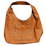 Laggo Mara Studded Brown Tan Leather Hobo Shoulder Bag Slouchy Western Carryall Photo 0