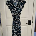 Olivia Matthews Womens Blue Geometric Sleeveless V-Neck Tie Dress Size Small Photo 3