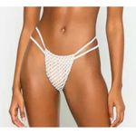 Beach Bunny  - Indy Fishnet Bikini Bottoms in White & Beige Photo 5
