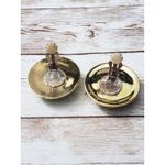 Vintage Clip On Earrings Large Domed Bright Green & Gold Tone Statement Photo 9