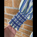 Tessora Blue Luisa Embroidered Stripe Neon Pom Pom. Dress medium Blue Photo 7