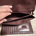 Fossil  Logan RFID Flap Claret Red Full Size Wallet Leather Zip Pouch Gold Photo 4