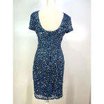 Adrianna Papell Stretch Sequin Blue Silver Mini Dress Cocktail Party New Years Photo 7