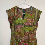 Handmade Midi Dress Green Geometric Dragon Size XS Photo 1