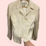 Neiman Marcus Beautiful linen silk creamy asymmetrical chunky button blazer luxe Photo 1