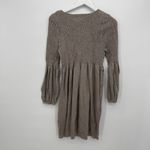 Angie Brown Taupe Smocked Long Sleeve Sweater Dress Size Large Cotton Boho Photo 7
