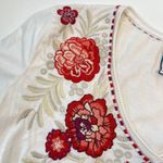 Johnny Was NWOT  Short Sleeve Cream Cotton Embroidered Tee Top T-Shirt Size S Photo 8