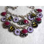 Premier Designs  Reversible Silver Tone Lavender/Pink Teardrop Layered Necklace Photo 2