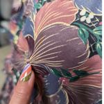 Vtg 1970s Dusty Purple Floral Gathered Sleeve Blouson Top Knee Length Dress 12 Photo 3