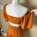 SheIn  Cut Out Tiered Mini Dress Size Small On or Off Shoulder Linen Like Photo 6