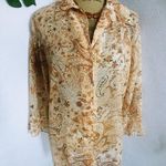 Notations  Damask Sheer Button Blouse Top Photo 0