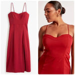 Abercrombie & Fitch Camille Midi Dress in Red Size Medium Petite NWT New Photo 3