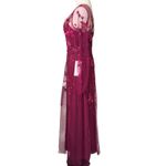 Theia Adora Beaded Sheer Sleeve Gown Fig Burgundy Red Size 4 NWT Photo 6